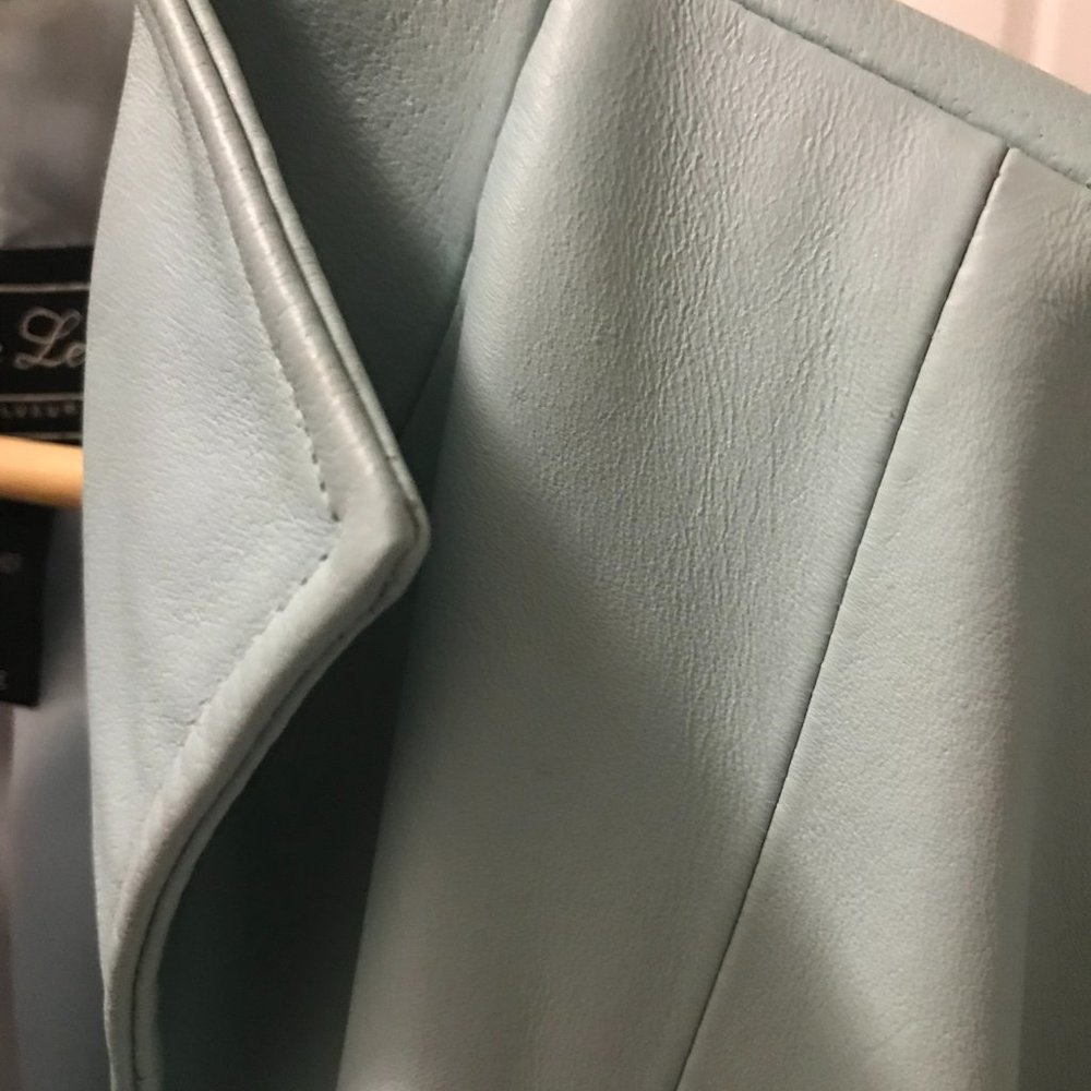 JERRY LEWIS CLASSIC LUXURIES SKY BLUE LEATHER JACKET SIZE LARGE - Picture 6 of 6